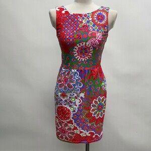 Jude Connally Dress X-Small Red White Blue Pink Multicolor Sleeveless Floral